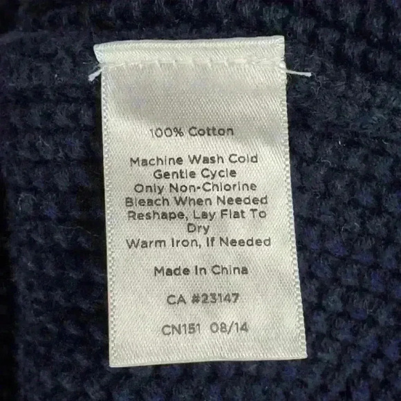 Talbots Knit Sweater 100% Cotton Quarter Sleeves Color Block Blue White Black - Picture 6 of 6